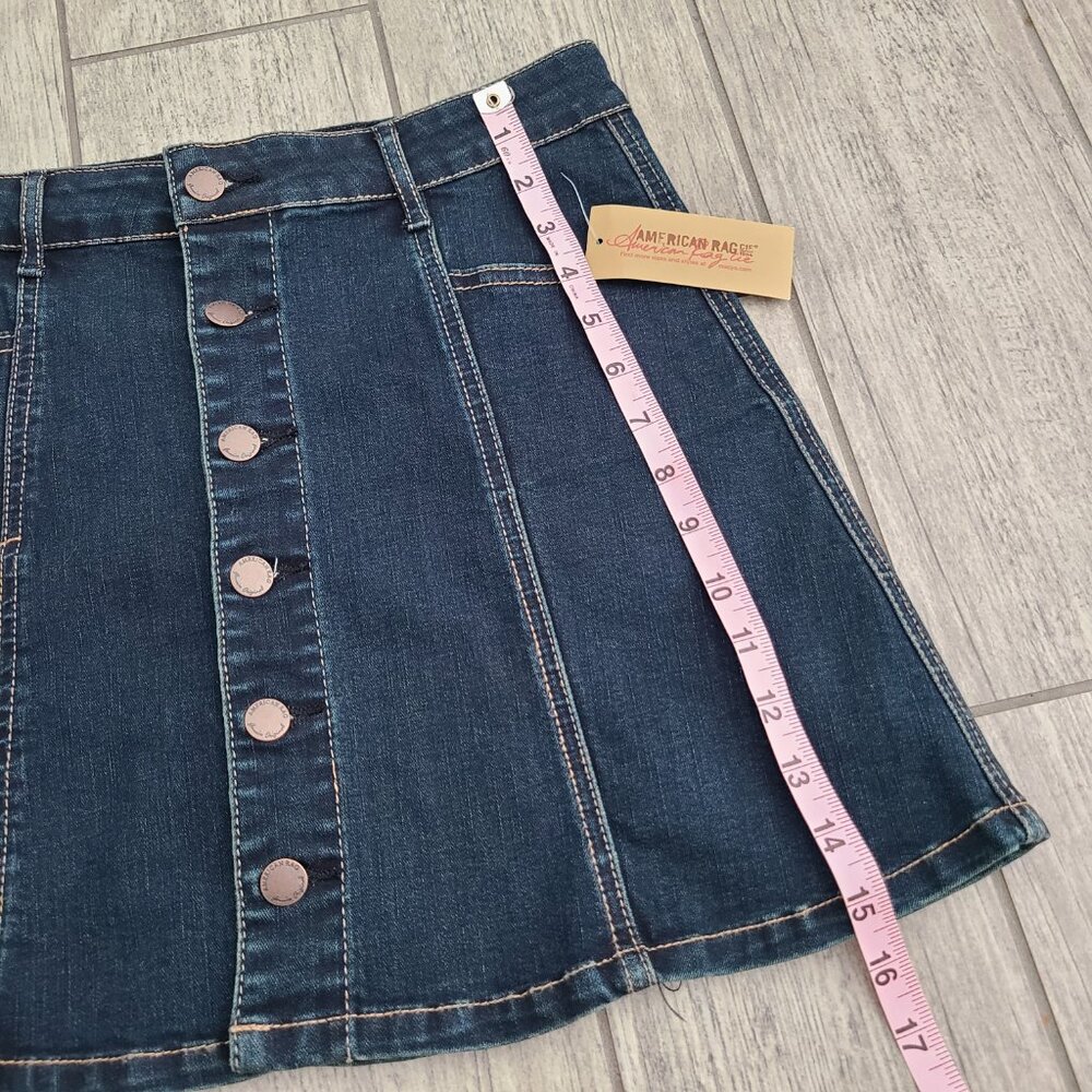 American Rag Junior Women's Denim Button-Front Mini Skirt Size 7 NWT - Picture 4 of 11